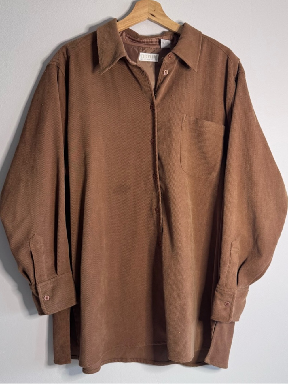 Vintage 90's Placket Liz Claiborne Caramel Brown Button Down Long Sleeve
